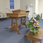 Red Oak Beaded Roped Center Pulpit Post