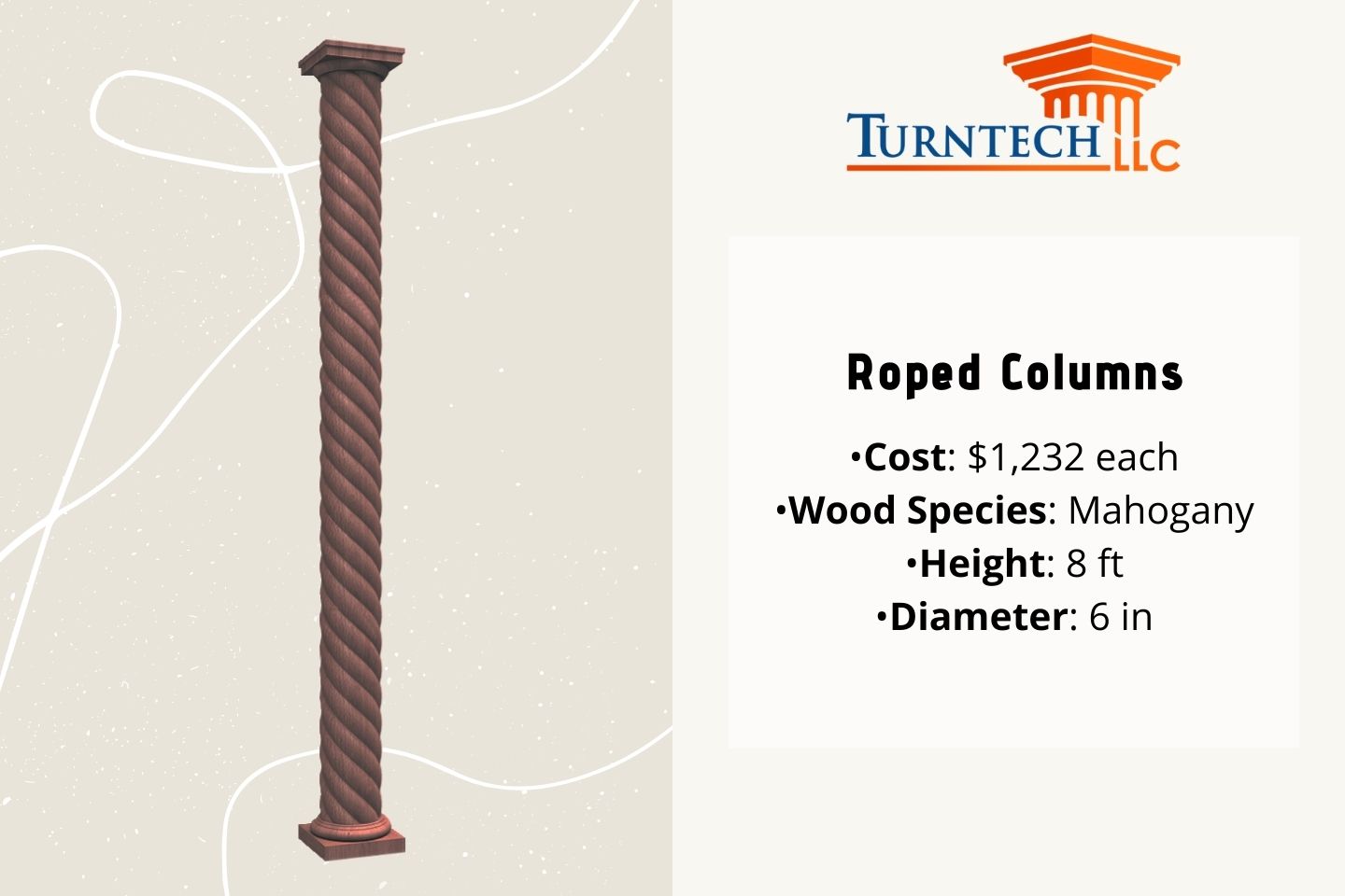 Roped porch column price sheet